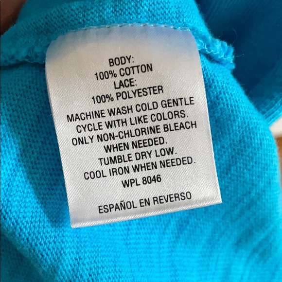 Charter club teal 3/4 sleeve top NWT - Picture 3 of 3